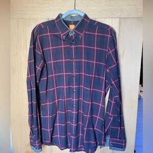 Hugo Boss plaid button down with great detailing (medium, like new)